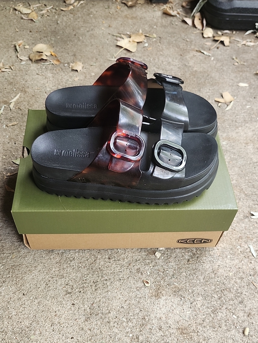Melissa Jelly Toirteseshell And Black Platform Sandals